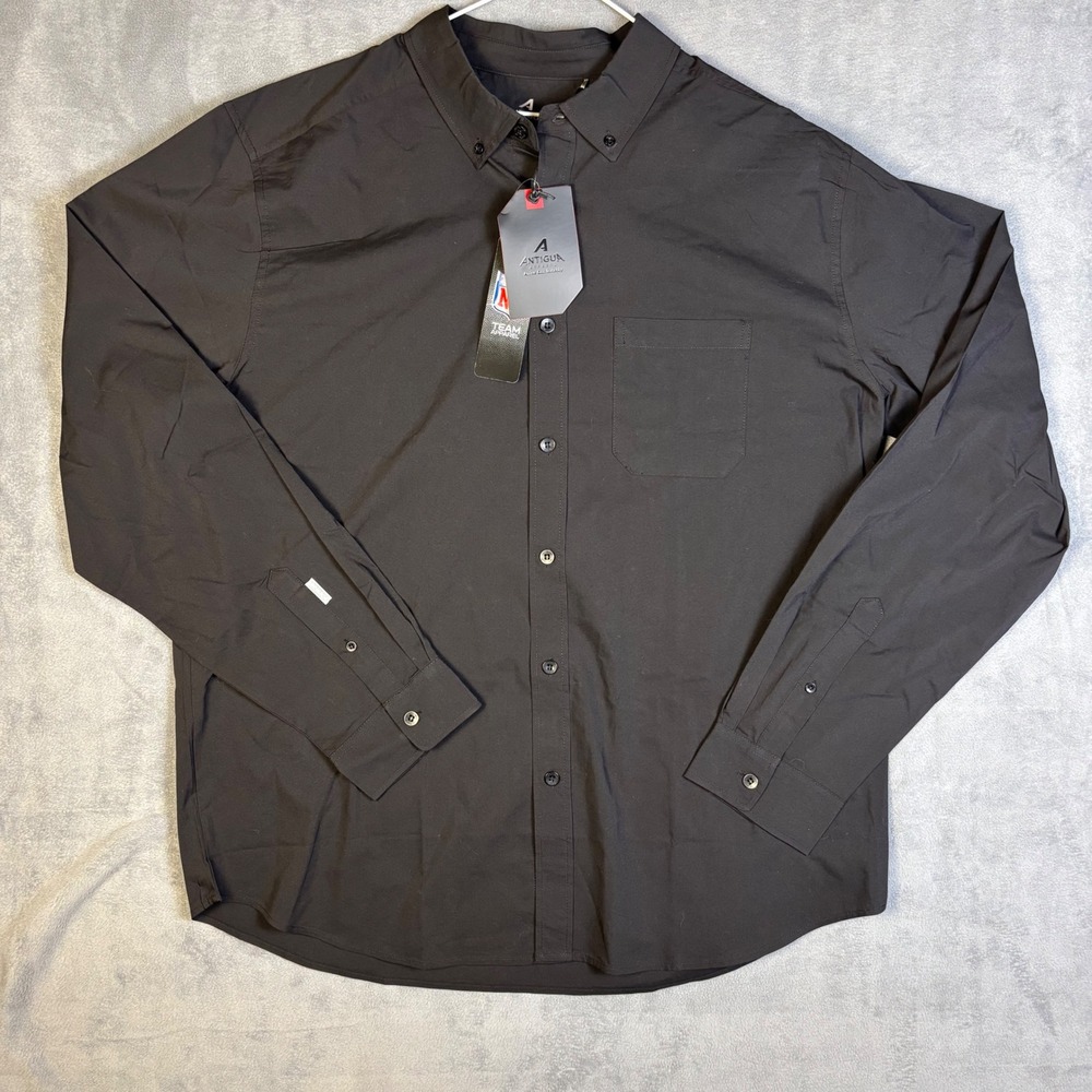 Antigua Flight Mens XL Black Long Sleeve Button Down Shirt NFL Apparel 104939